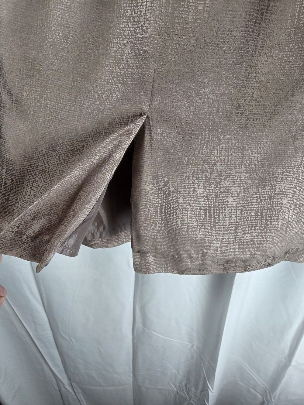 Adrianna Papell Silk Pencil Skirt Size 16 Taupe Textured Sheath Lined Classic - Picture 6 of 9